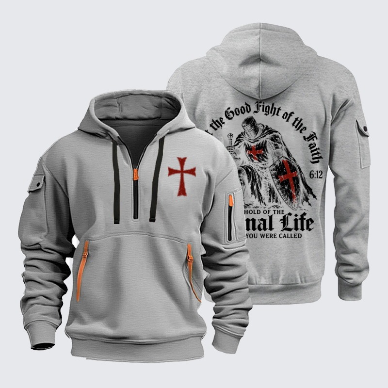 Zipper Hoodies – Fight the Good Fight of the Faith – 1 Timothy 6:12 Christian Knight