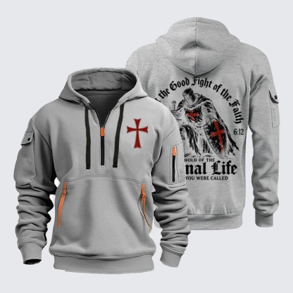 Zipper Hoodies – Fight the Good Fight of the Faith – 1 Timothy 6:12 Christian Knight