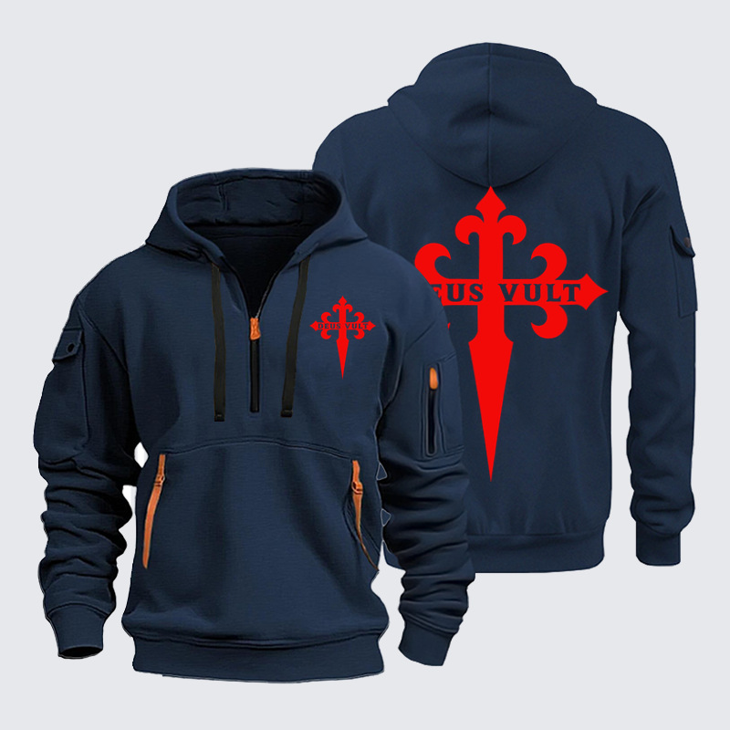 Zipper Hoodies – Deus Vult – Cross of Saint James Christian Crusader