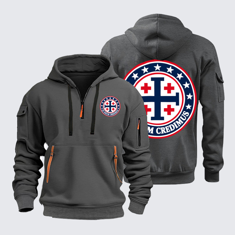 Zipper Hoodies – In Deum Credimus – In God We Trust Jerusalem Cross
