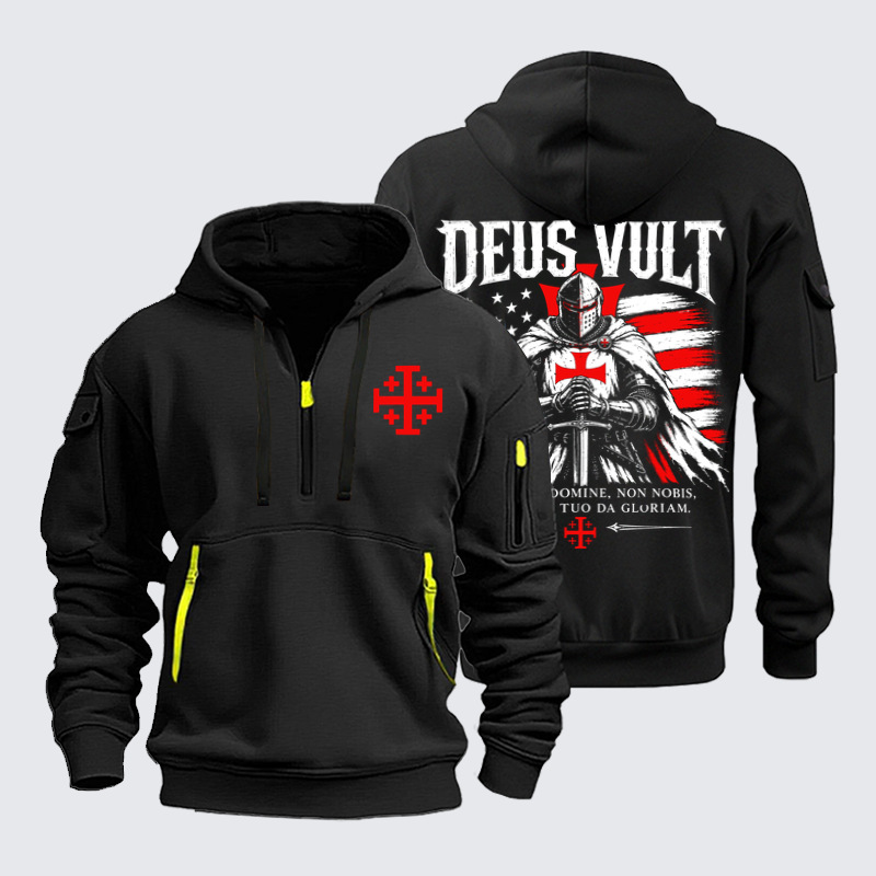 Zipper Hoodies – Deus Vult – American Christian Crusader Knight