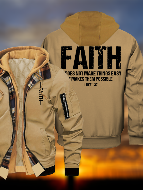 Faith Jesus God Christian Warm Hooded Bomber Jacket