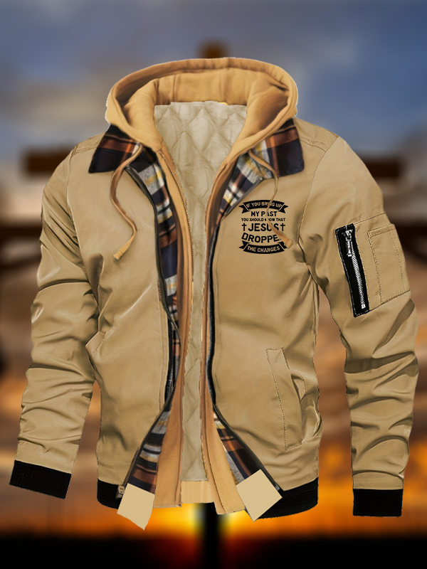 Jesus Dropped The Charges Jesus God Christian Warm Hooded Bomber Jacket