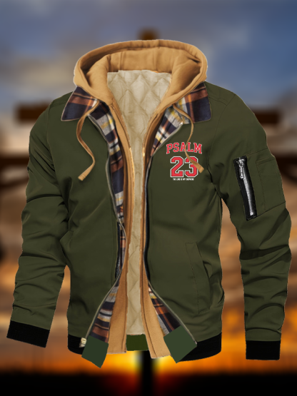 Psalm 23 Jesus God Christian Warm Hooded Bomber Jacket