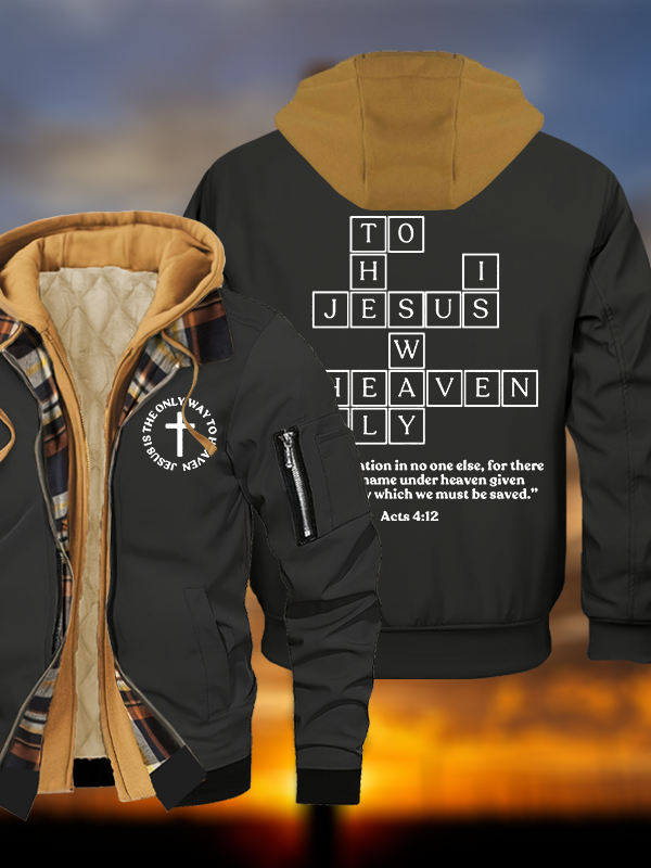 Jesus Is The Only Way To Heaven Jesus God Christian Warm Hooded Bomber Jacket