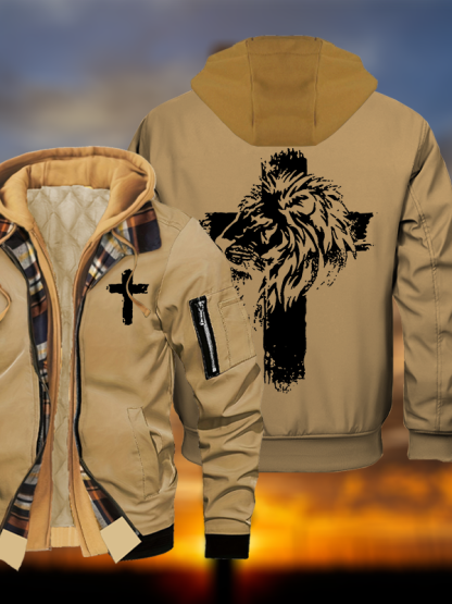 Fearless in Faith Jesus God Christian Warm Hooded Bomber Jacket