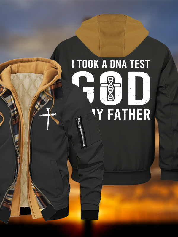 God Is My Father Jesus God Christian Warm Hooded Bomber Jacket