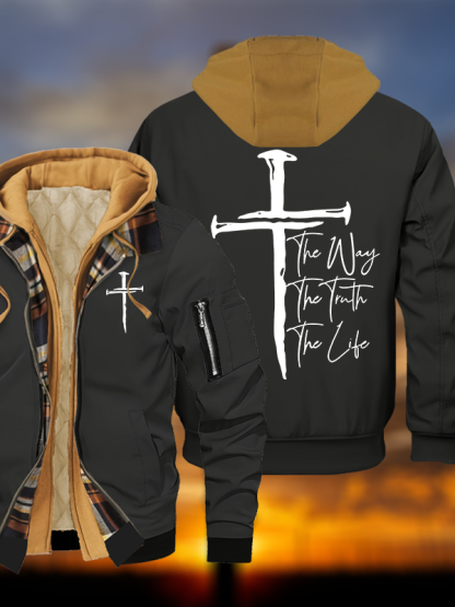 Jesus The Way The Truth The Life Jesus God Christian Warm Hooded Bomber Jacket