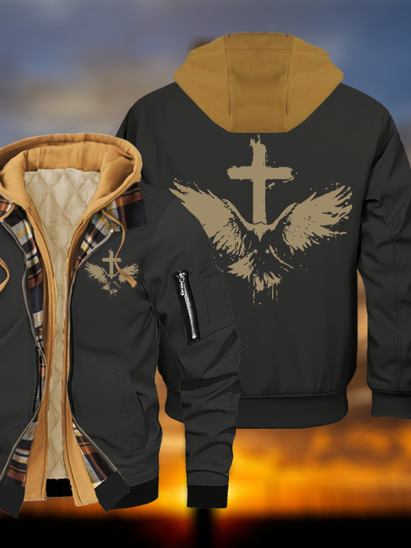 The Jesus Eagle Jesus God Christian Warm Hooded Bomber Jacket