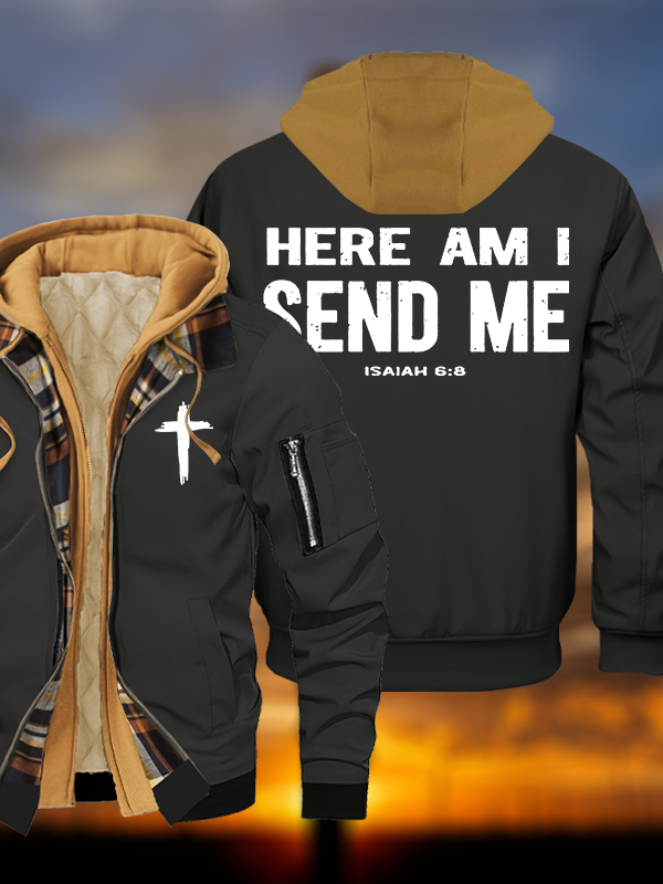 Send Me Jesus God Christian Warm Hooded Bomber Jacket