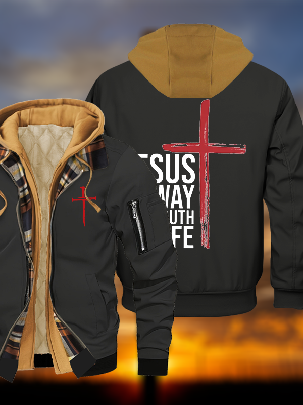 Jesus The Way Truth Life Jesus God Christian Warm Hooded Bomber Jacket