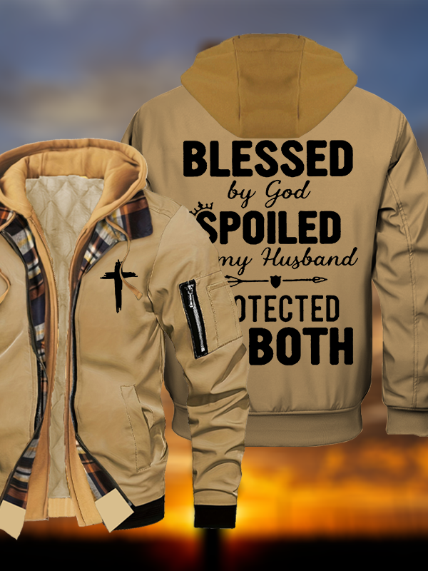 God Bless Jesus God Christian Warm Hooded Bomber Jacket