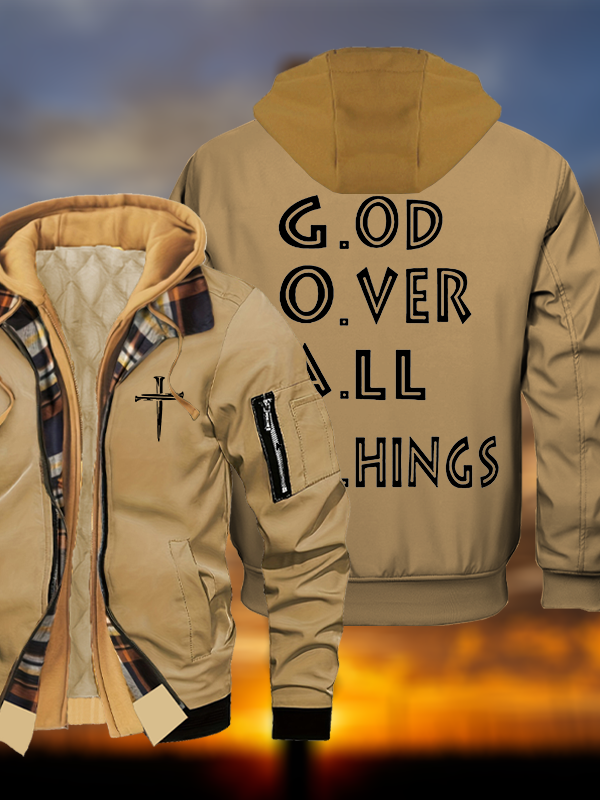 GOAT Jesus God Christian Warm Hooded Bomber Jacket