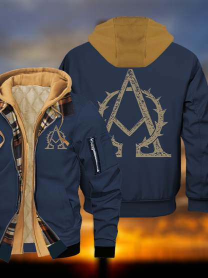 Alpha and Omega Jesus God Christian Warm Hooded Bomber Jacket