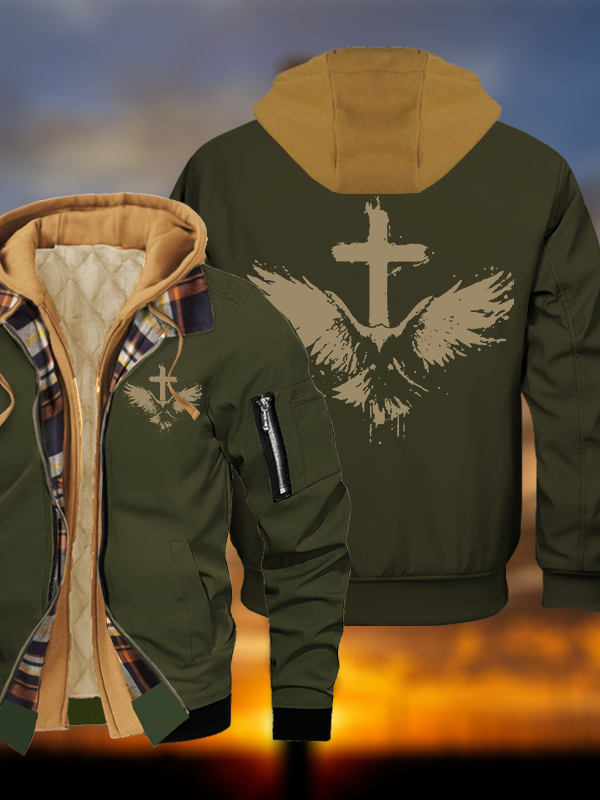 The Jesus Eagle Jesus God Christian Warm Hooded Bomber Jacket