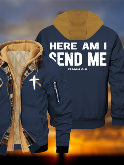 Send Me Jesus God Christian Warm Hooded Bomber Jacket