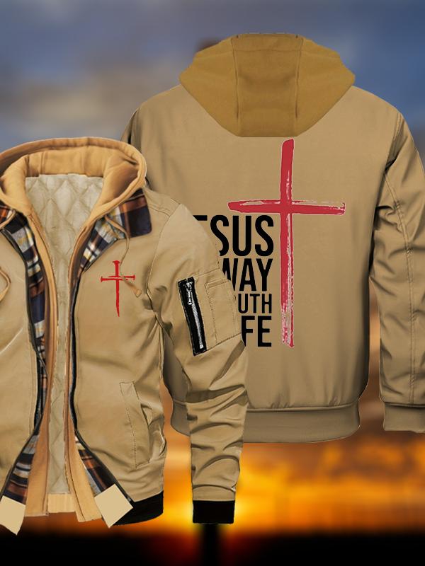 Jesus The Way Truth Life Jesus God Christian Warm Hooded Bomber Jacket