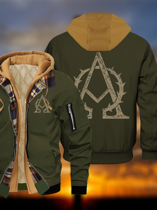 Alpha and Omega Jesus God Christian Warm Hooded Bomber Jacket