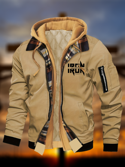 IRON SHARPENS IRON Proverbs 27:17 Jesus God Christian Warm Hooded Bomber Jacket