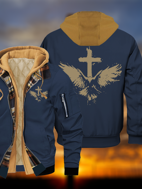 The Jesus Eagle Jesus God Christian Warm Hooded Bomber Jacket