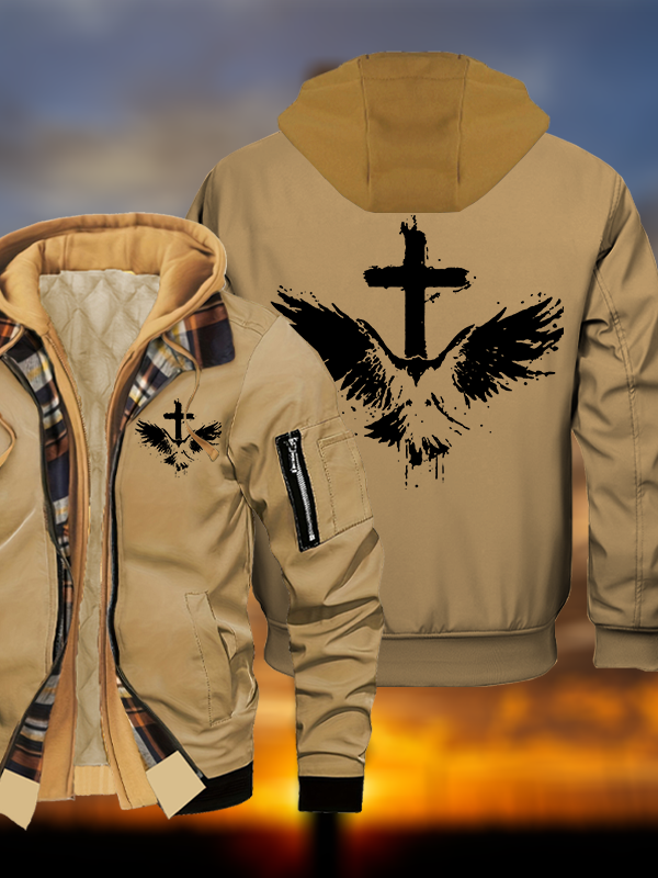 The Jesus Eagle Jesus God Christian Warm Hooded Bomber Jacket