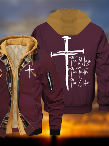 Jesus The Way The Truth The Life Jesus God Christian Warm Hooded Bomber Jacket