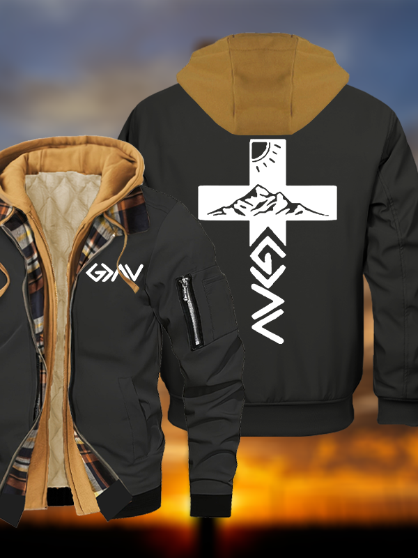 God is Greater than the Highs & Lows Jesus God Christian Warm Hooded Bomber Jacket