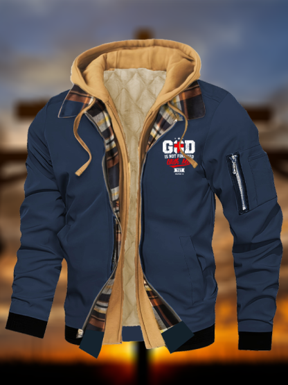 God Is Not Finished With Me Philippians 1:5 Jesus God Christian Warm Hooded Bomber Jacket