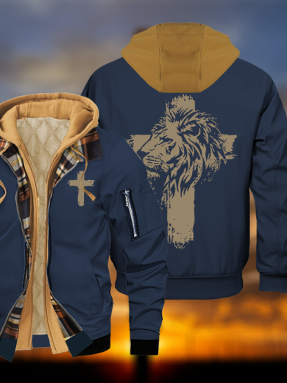 Fearless in Faith Jesus God Christian Warm Hooded Bomber Jacket