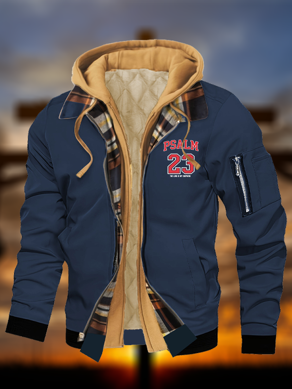 Psalm 23 Jesus God Christian Warm Hooded Bomber Jacket