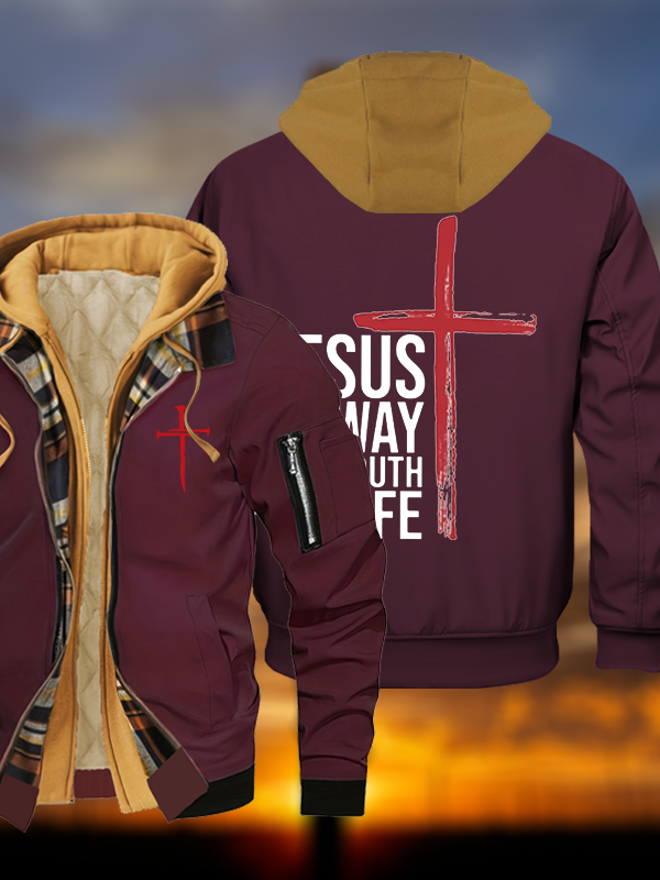Jesus The Way Truth Life Jesus God Christian Warm Hooded Bomber Jacket