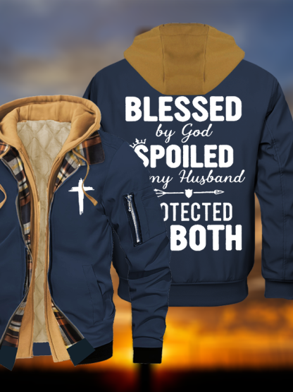 God Bless Jesus God Christian Warm Hooded Bomber Jacket