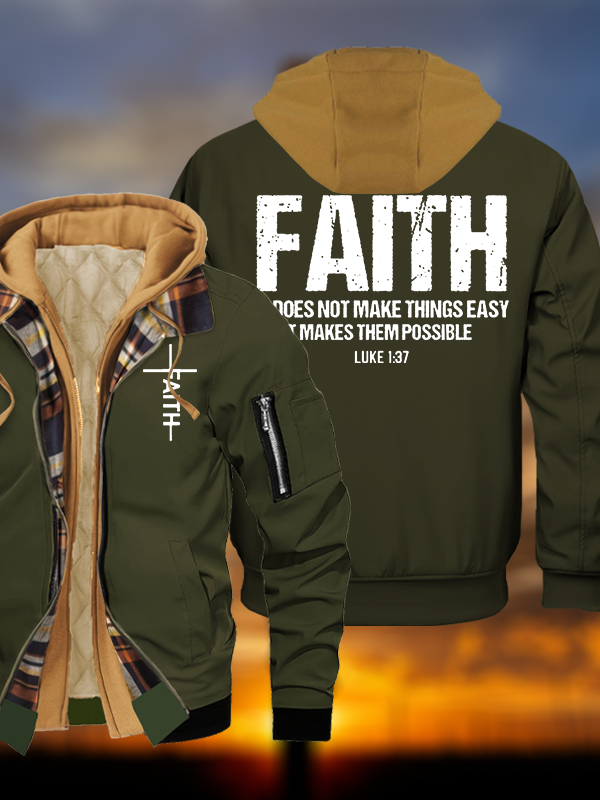 Faith Jesus God Christian Warm Hooded Bomber Jacket