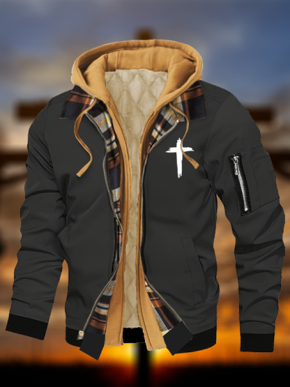 Cross  Warm Hooded Bomber Jacket