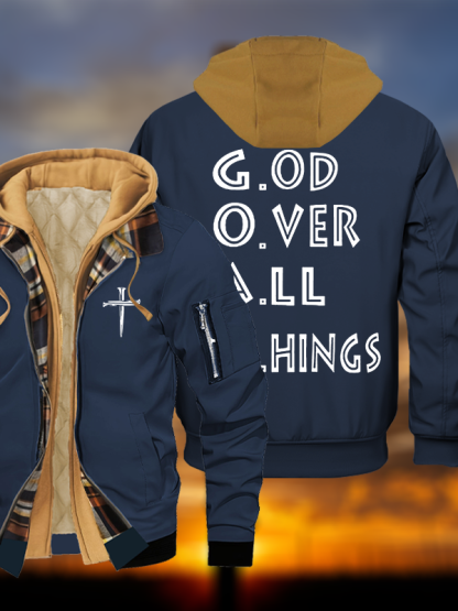 GOAT Jesus God Christian Warm Hooded Bomber Jacket