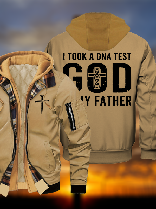 God Is My Father Jesus God Christian Warm Hooded Bomber Jacket