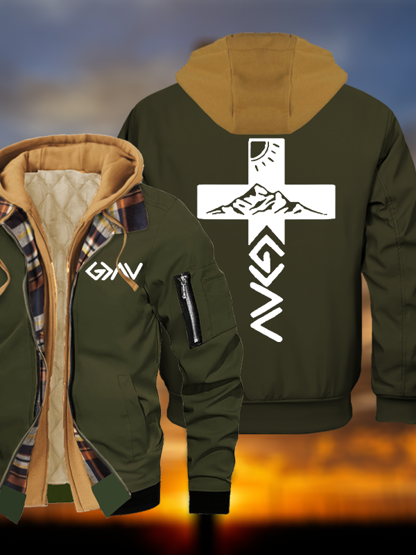 God is Greater than the Highs & Lows Jesus God Christian Warm Hooded Bomber Jacket