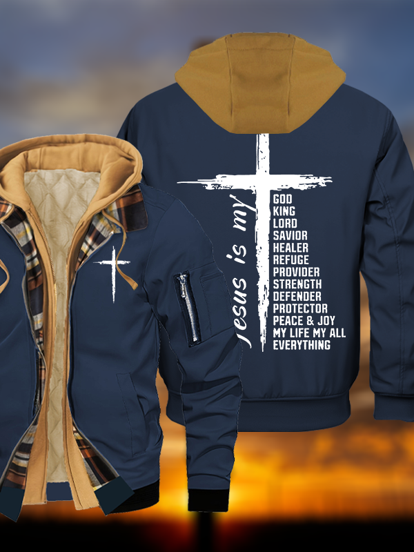 My Everything Jesus God Christian Warm Hooded Bomber Jacket