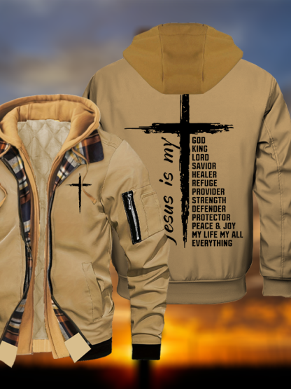 My Everything Jesus God Christian Warm Hooded Bomber Jacket