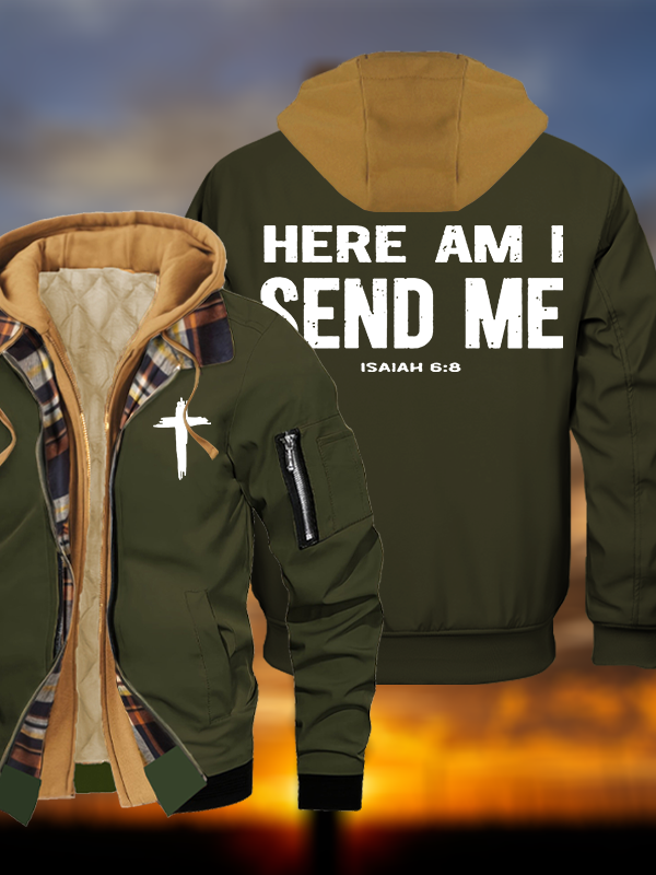 Send Me Jesus God Christian Warm Hooded Bomber Jacket