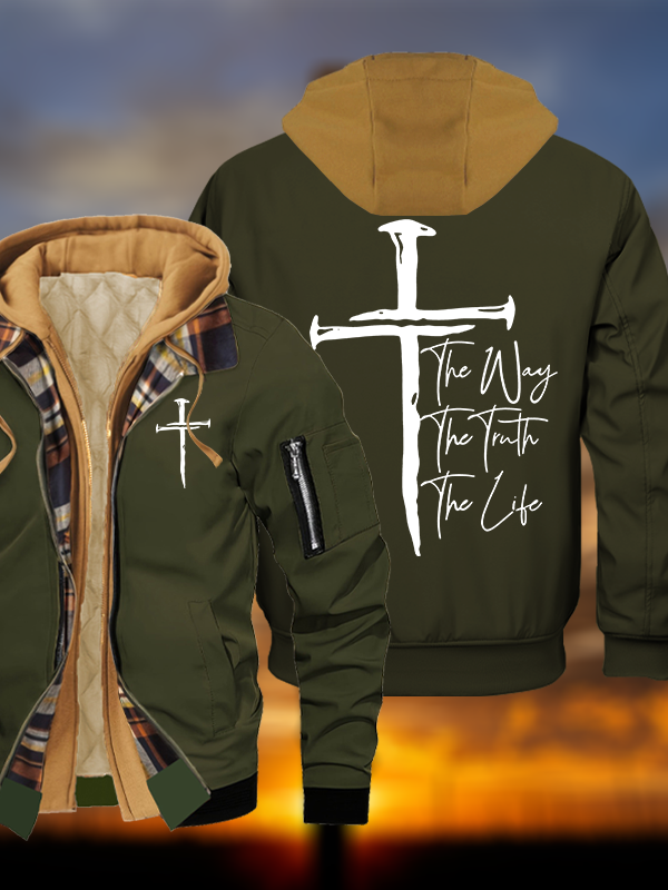 Jesus The Way The Truth The Life Jesus God Christian Warm Hooded Bomber Jacket