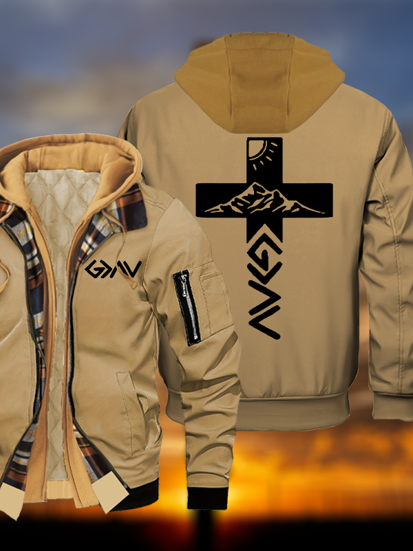 God is Greater than the Highs & Lows Jesus God Christian Warm Hooded Bomber Jacket