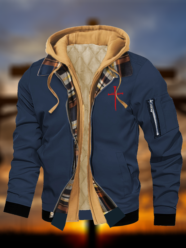 Cross  Warm Hooded Bomber Jacket