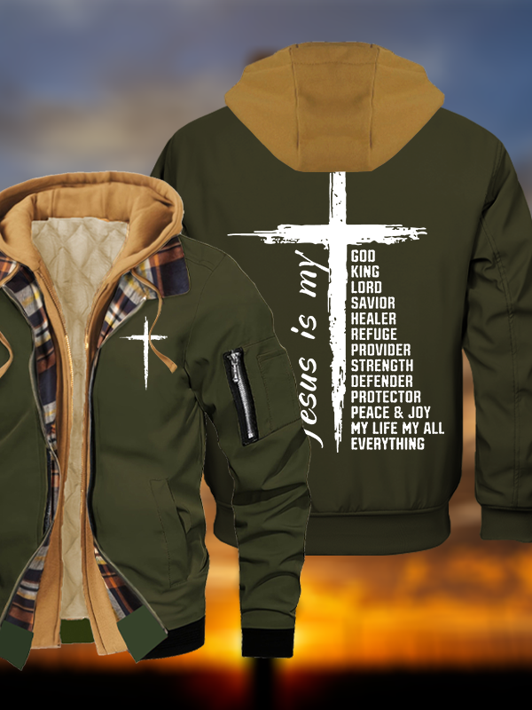 My Everything Jesus God Christian Warm Hooded Bomber Jacket