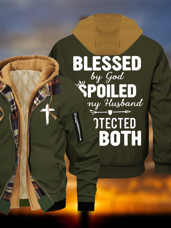 God Bless Jesus God Christian Warm Hooded Bomber Jacket