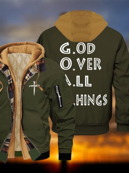 GOAT Jesus God Christian Warm Hooded Bomber Jacket
