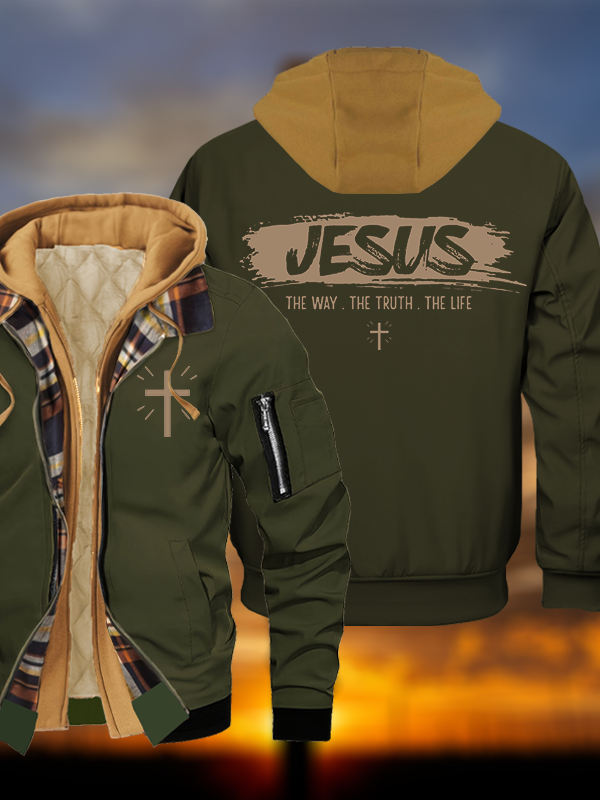 Jesus The Way The Truth The Life Jesus God Christian Warm Hooded Bomber Jacket