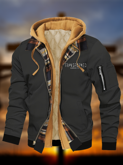 Transformed Romans  Jesus God Christian Warm Hooded Bomber Jacket