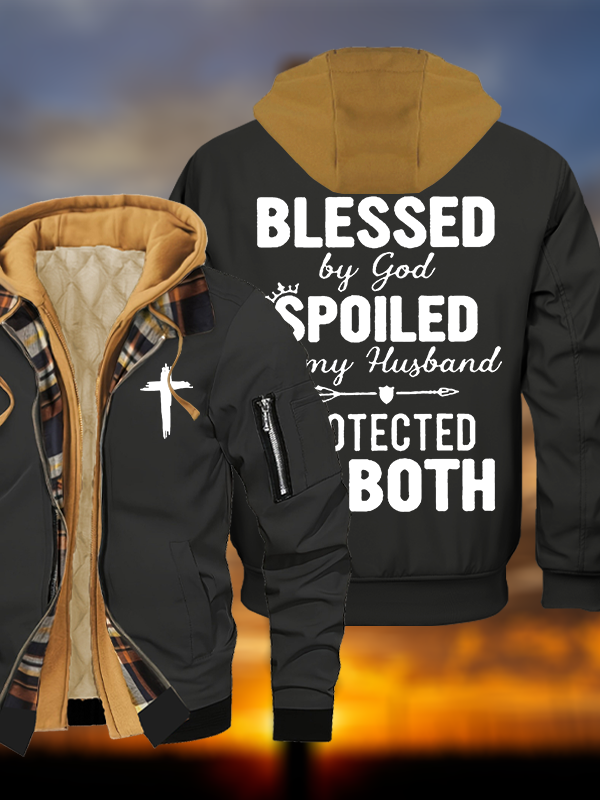 God Bless Jesus God Christian Warm Hooded Bomber Jacket