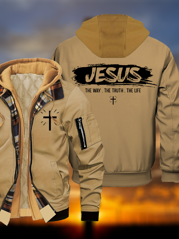 Jesus The Way The Truth The Life Jesus God Christian Warm Hooded Bomber Jacket